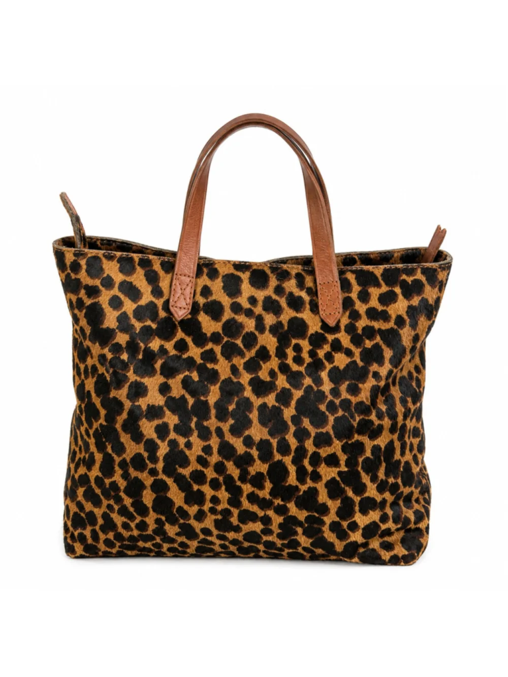Madewell Leopard Calf Hair Leather Tote Bag Animal Print Shopper Carryall